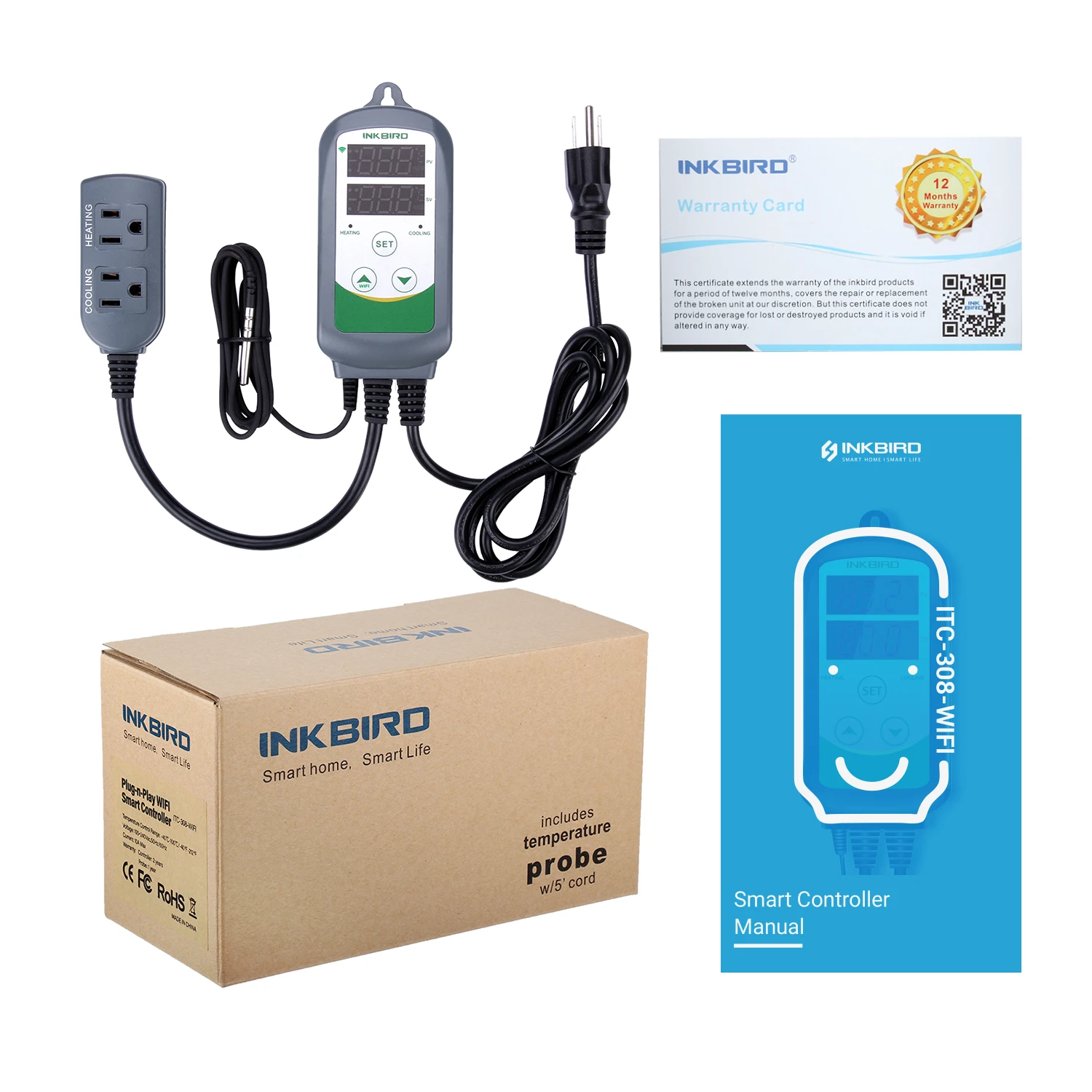 INKBIRD ITC-308-WIFI Heizung Kühlung Digitaler Temperaturregler IHC-200-WIFI Feuchtigkeitsregler Kostenlose App-Fernbedienung – Detail 5