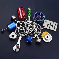 Creative Gear Head Keychain Speed Gearbox Keyring for Car Key Turbo Hub Brake Disc Pendant Shock Absorber Keys Holder Chain Ring