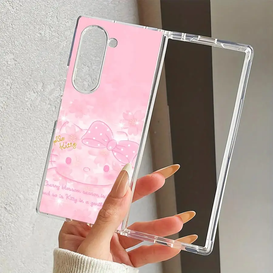 Sanrio Cute Hello Kitty Pink Case for Samsung Galaxy Z Fold 8 Ultra Z Fold 7 6 5 4 3 ZFold8Ultra Z Flip 6 5 4 3 Transparent Soft - view 6