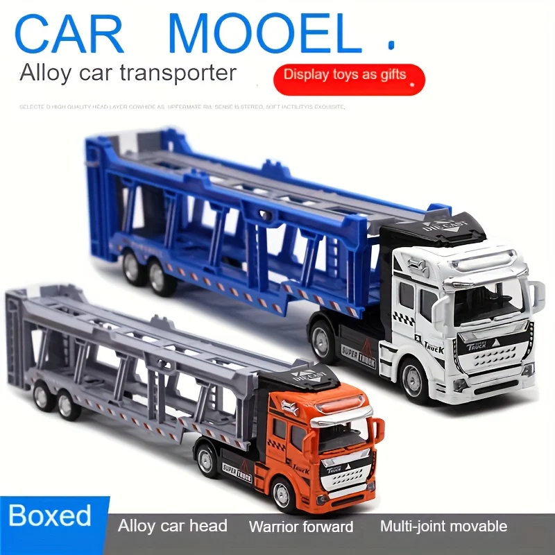 

1:48 Large Alloy Double-Layer Transport Vehicle Model, Alloy Military Vehicle Transport Toy Set, With Return Function, Gift Toy
