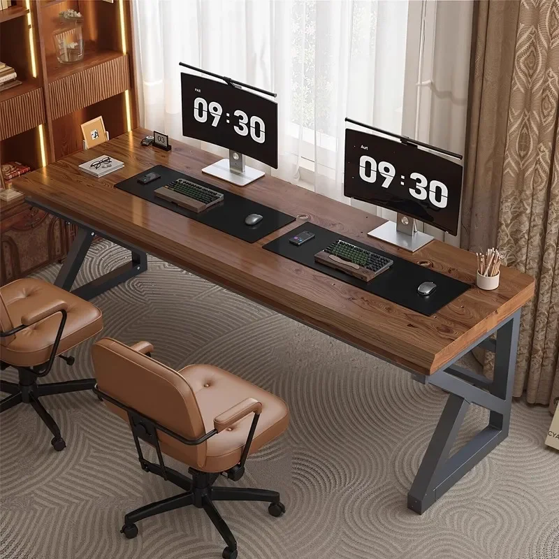 for Solid Wood Large E-sports Table Double Computer Desk for Bedroom Household Two-person Long Desktop Gaming Workstation