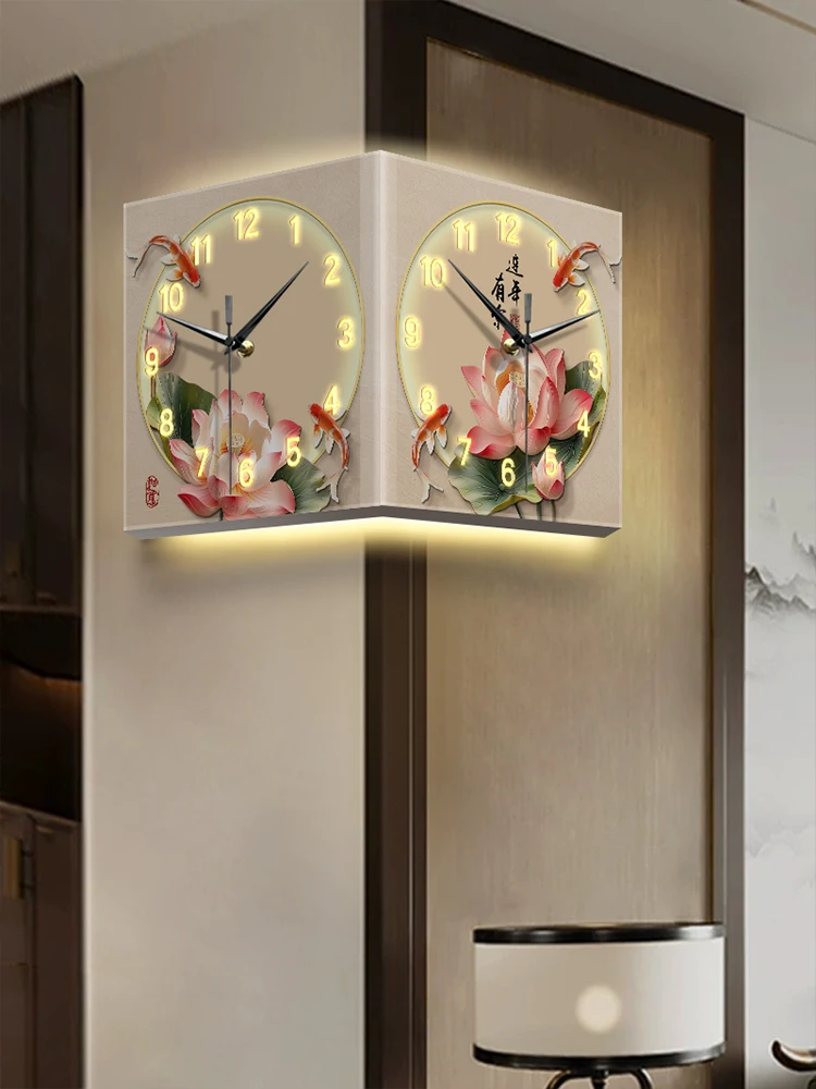 New Chinese style wall clock, living room, creative perpetual calendar, electronic clock