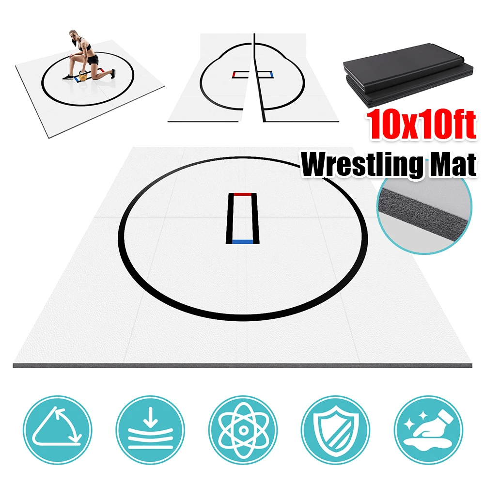 

Рулонный борцовский мат 10x10 футов для дома, толщиной 1,2 дюйма, для BJJ, MMA, единоборств, бокса, грэпплинга и дзюдо