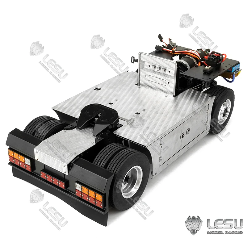 Lesu Metal 4X4 Chassis With 27T Motor Servo Lights Sounds Set For 1/14  Tamiyaya 2 Axles RC DIY Tractor Truck Model TH16593