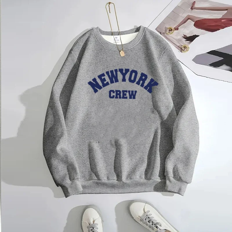 Women Basic Hooded Ladies Autumn Anime Long Sleeve Pullovers Casual Tops 2023 Y2k Hirsionsan New York Letter Print Sweatshirt