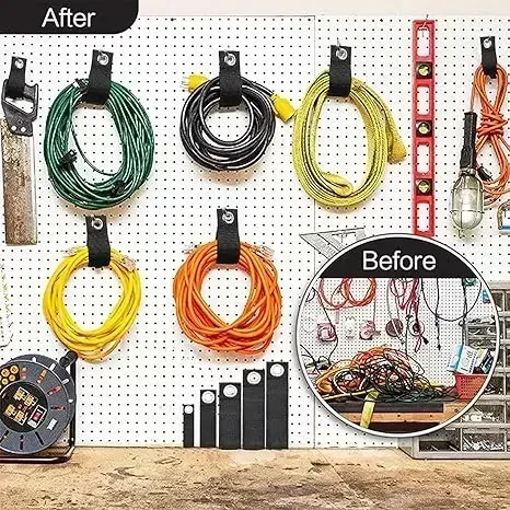 Heavy-Duty Storage Straps Reusable Extension Cord Organizer Cable Ties Hose Storage Accessory Holder Garage Organization view 6