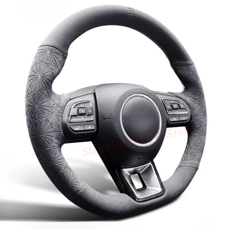 

DIY Hand Sewn Anti Slip Sweat Absorbing Suede Steering Wheel Cover Wrap For MG MG6 MG5 EZS HS ZS Car Interior Accessories