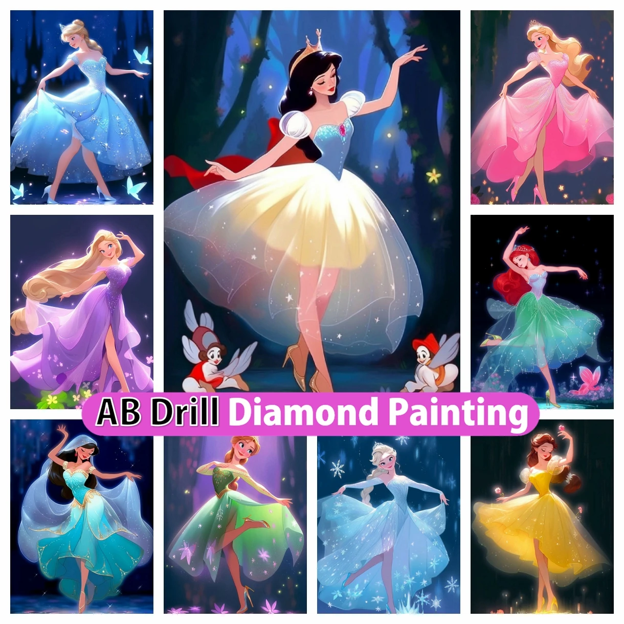 

Dancing Princess 5D DIY AB Diamond Painting Mosaic Disney Cartoon Embroidery Cross Stitch Picture Handicrafts Home Decor Gift