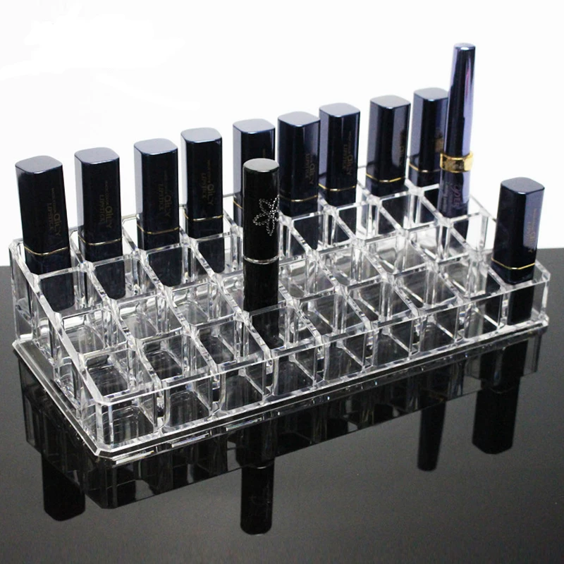 

New Clear 36 Grids Acrylic Lipstick Holder Cosmetic Storage Box Makeup Organizer Lip Gloss Stand Organizer Desktop Makeup Box