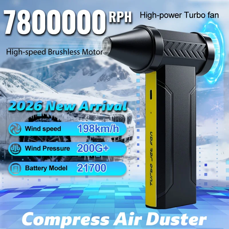 7800000RPH Air Blower Brushless Motor Electric Turbo Jet Fan High-Speed Violent Fan USB Rechargeable Powerful Dust Blower 60m/s