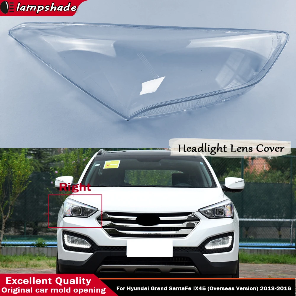 

For Hyundai Grand SantaFe IX45 (Overseas Version) 2013 - 2016 Headlamp Cover Transparent Lampshade Headlight Shell Plexiglass