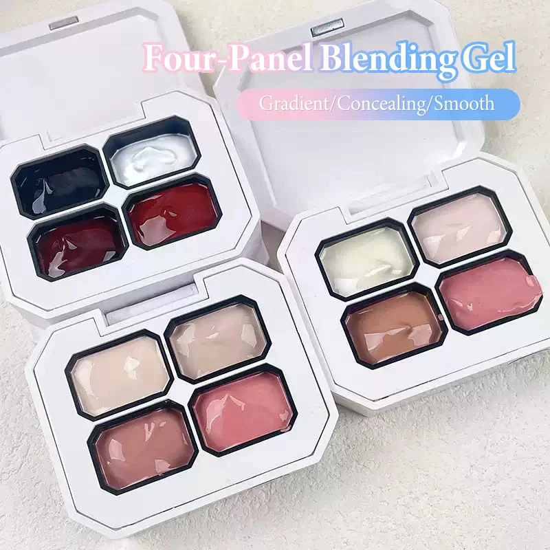 4 Colors Nude Gel Paint Nail Art Drawing Gel Palette French UV Gel Polish Holographic Manicure Salon Tool