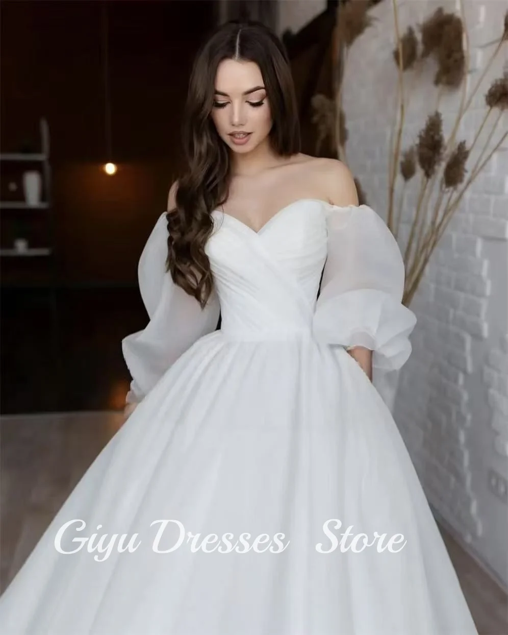 Giyu Modern A-line Abiti da sposa Sweetheart Sweep Train Manica lunga Abiti da sposa Plus Size Robe de mariage Personalizzato 2025