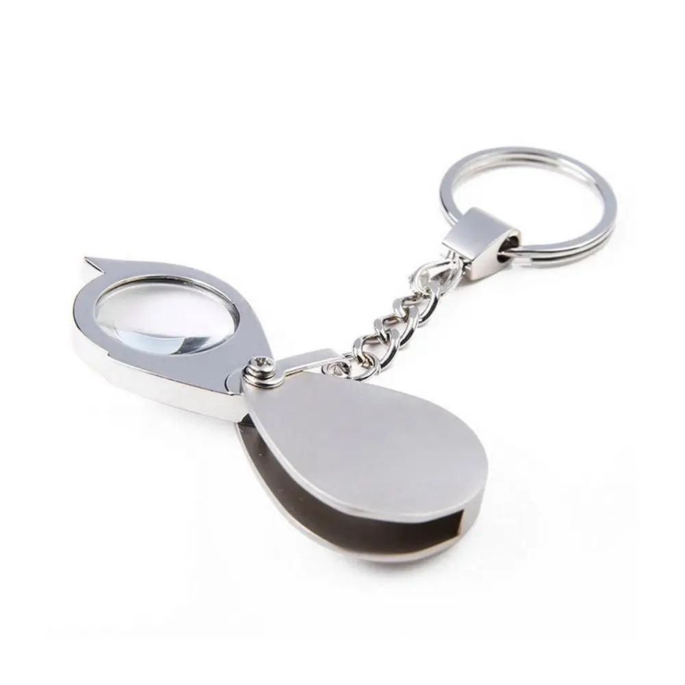 15X Folding Magnifiers Key Mini Chain Magnifiers Magnifying Glass Lens Handheld Durable Glass Loupe Professional Portable Tools