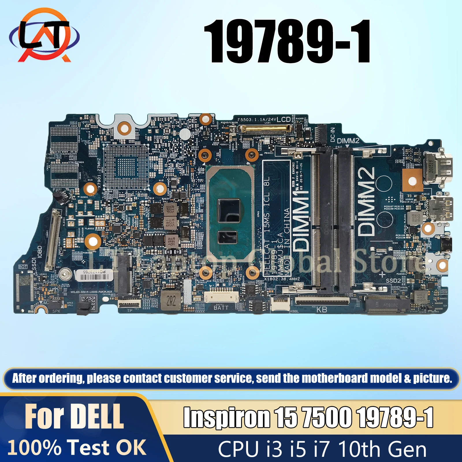 placa principal de laptop 197891 para dell inspiron 15 7500 cn0gvcy9 0dg9m2 placa mae do computador com i3 i5 i7 10th gen cpu 100 testado 01