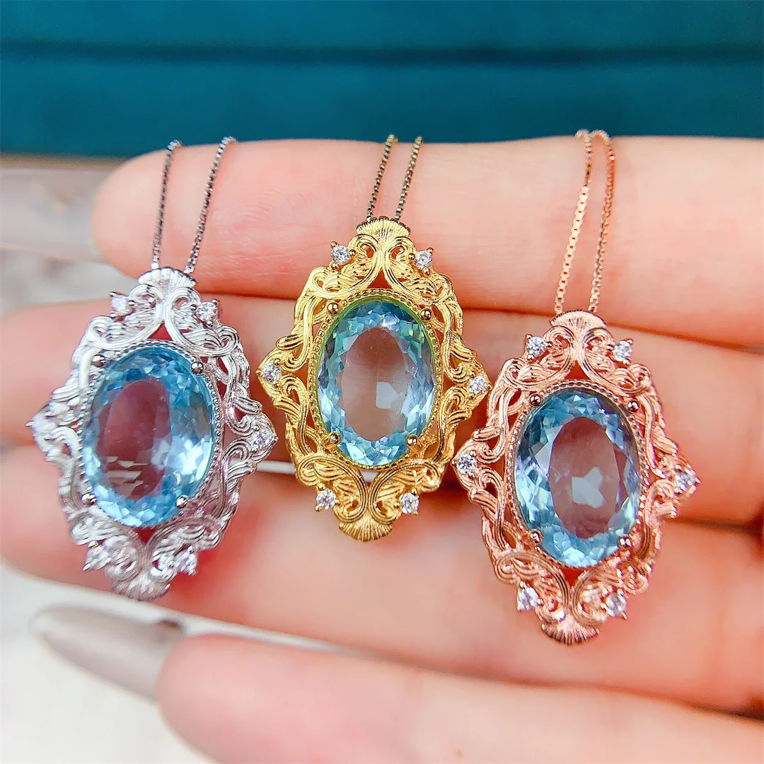 

Natural Topaz S925 Sterling Silver Pendant Necklace – Luxury Designer Jewelry for Women Elegant Fashion Gift