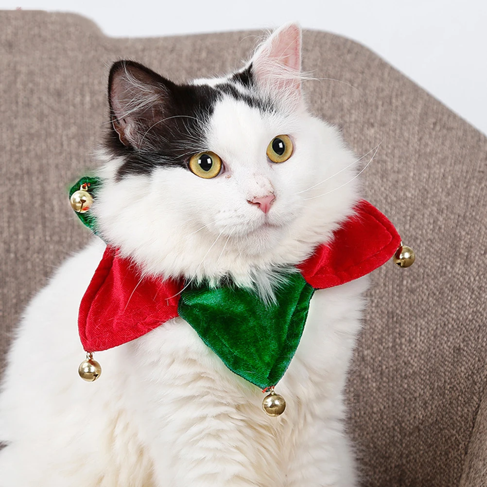 

Pet Triangle Neck Scarf Cute Christmas Puppy Kitten Collars Soft Bell Scarf Dog Photo Prop Lightweight Easy to Wear Premium