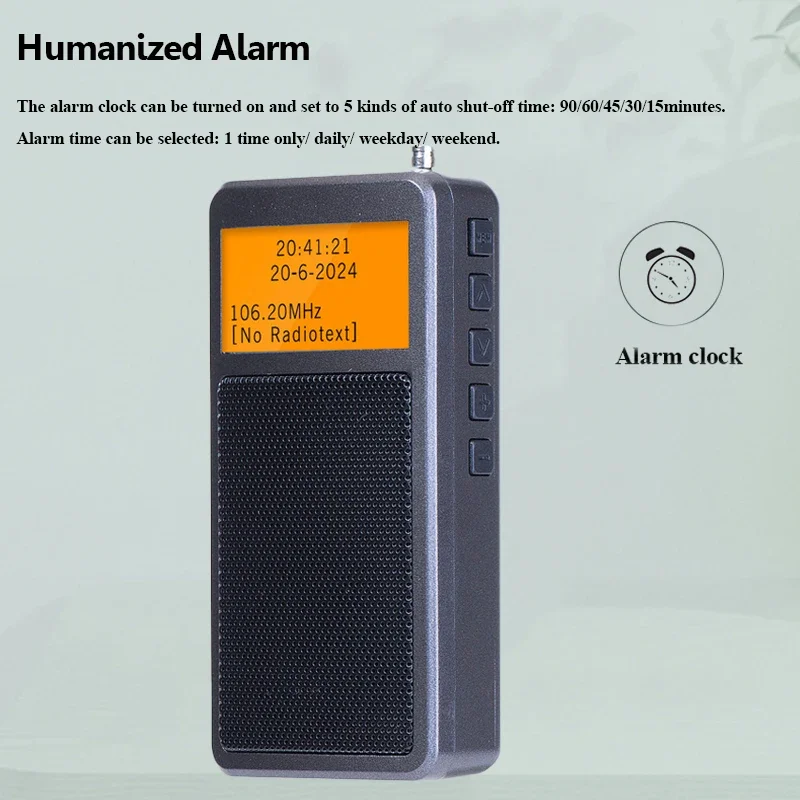 راديو بلوتوث صغير محمول جيب DSP FM ستيريو أجهزة الراديو سماعة لاسلكية تعمل بالبلوتوث المتكلم مع ساعة منبه شاشة الإضاءة الخلفية شحن