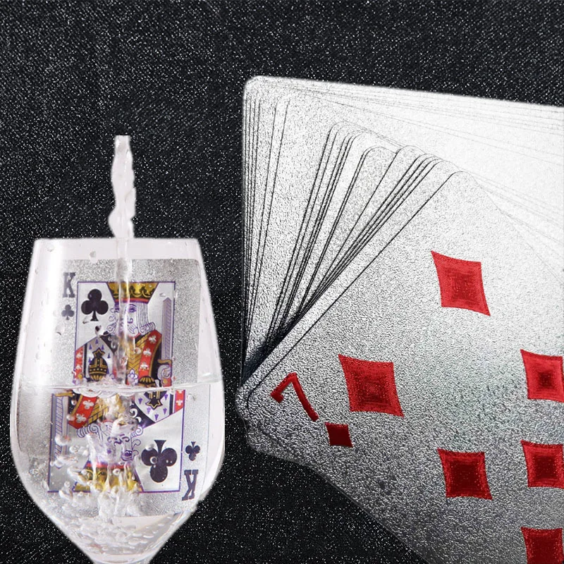 Spielkarten aus Silberfolie, Pokerspiel, wasserdichter Kunststoff, Poker-Geschenksammlung, Urlaubsparty-Aktivitäten, Schach- und Kartensouvenirs – Detail 7