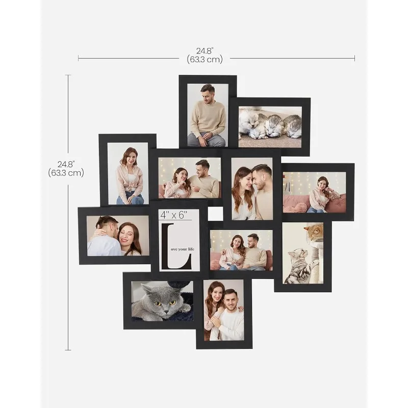 

SONGMICS 4x6 Collage Picture Frames, 12-Pack Photo Collage Frame for Wall Decor, Glass Front, Assembly Required, Ink Black
