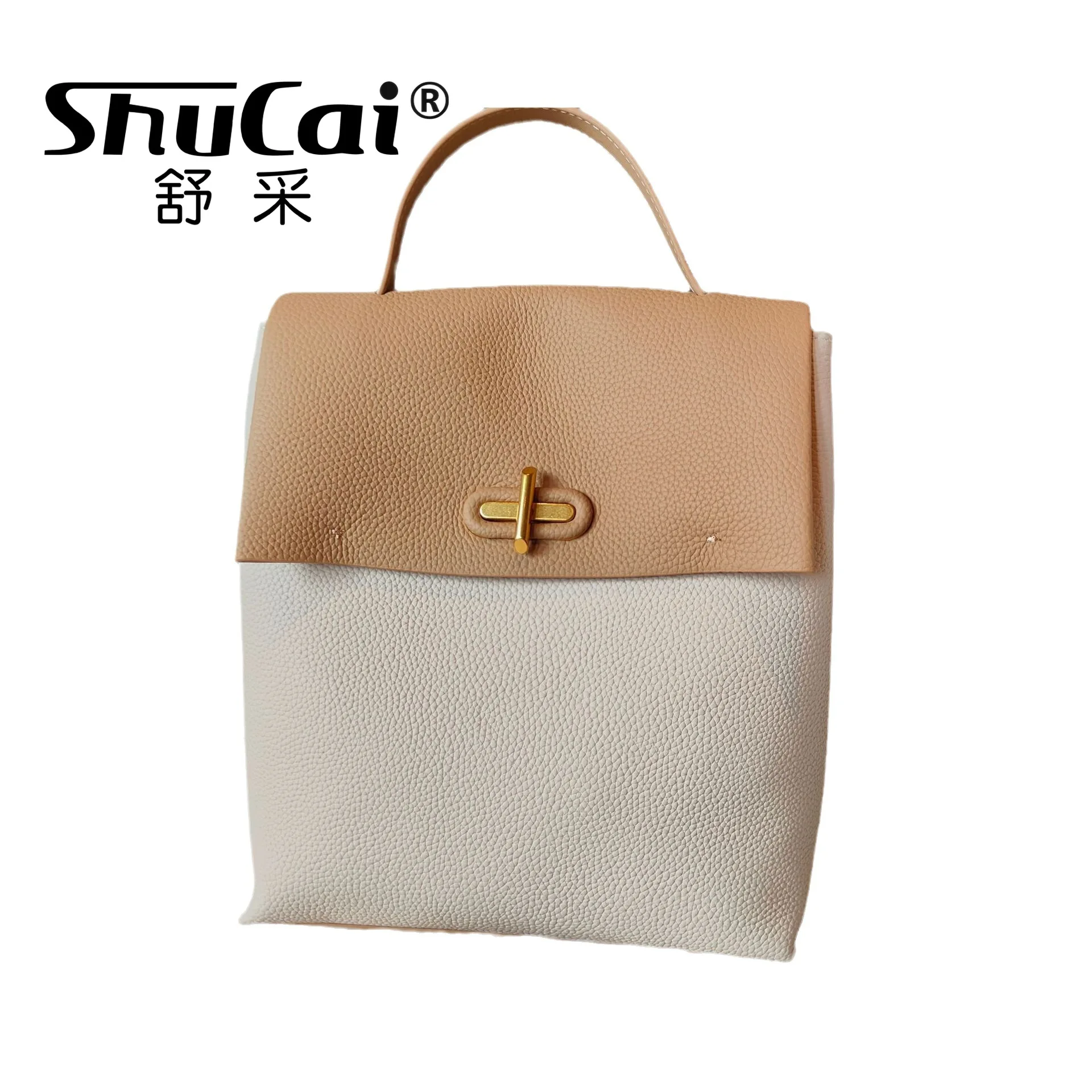 

2024 new shoulder bag large capacity cowhide bag female simple color collision senior sense backpacks