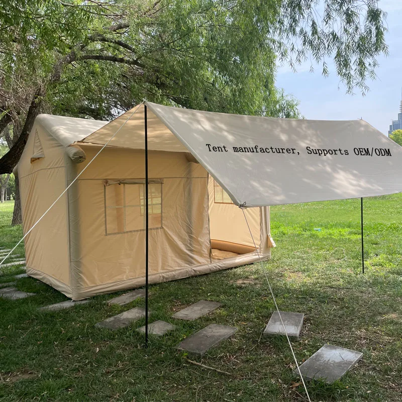 Portable Foldable Luxury Four-season Outdoor Camping Inflatable Tents 3-4 Person Capacity Oxford One Bedroom Waterproof Quick