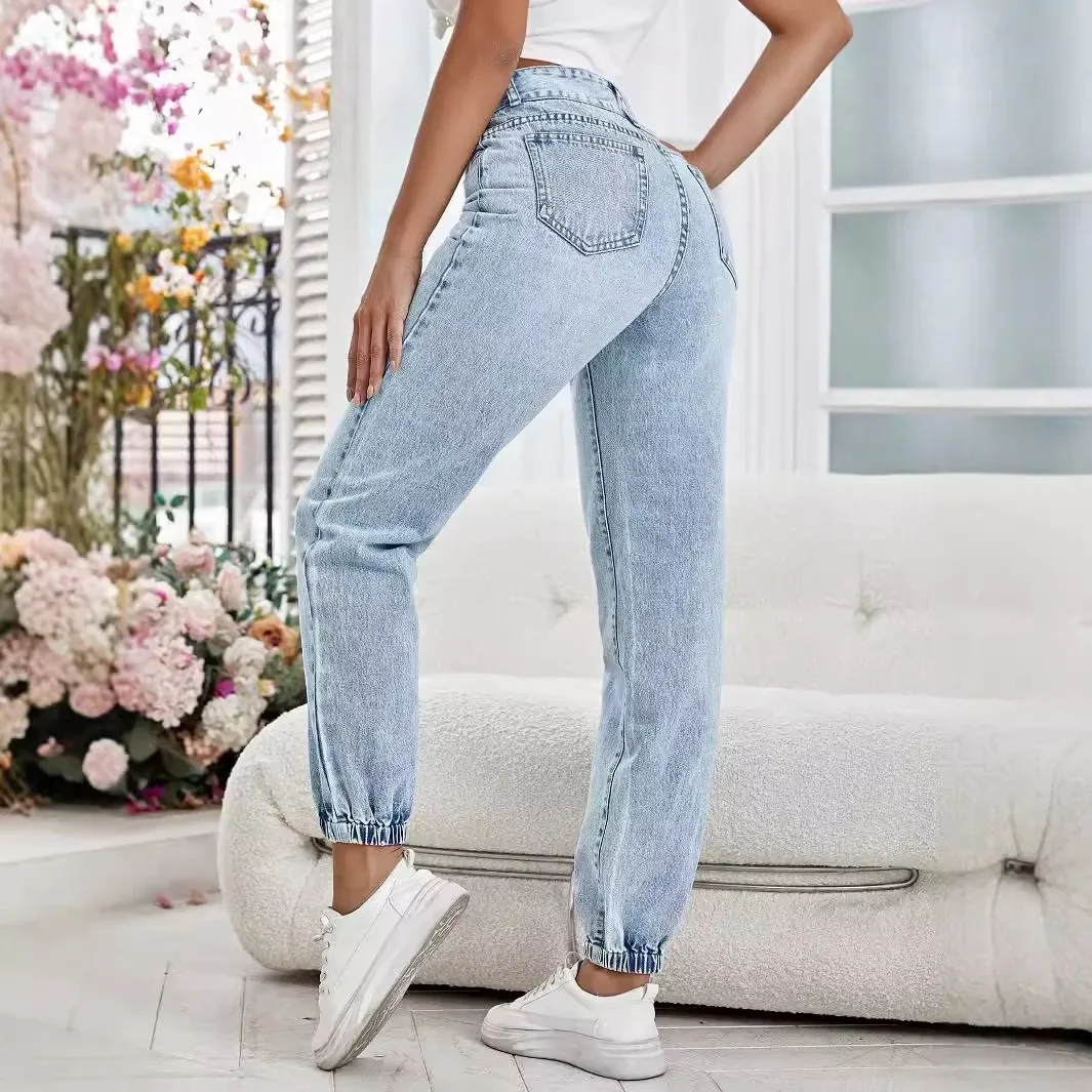 Jeans larghi Pantaloni a matita da donna Denim Vita media Cerniera Pantaloni con mosca e caviglia Tasca retrò 2025 Autunno Denim da donna Streetwear
