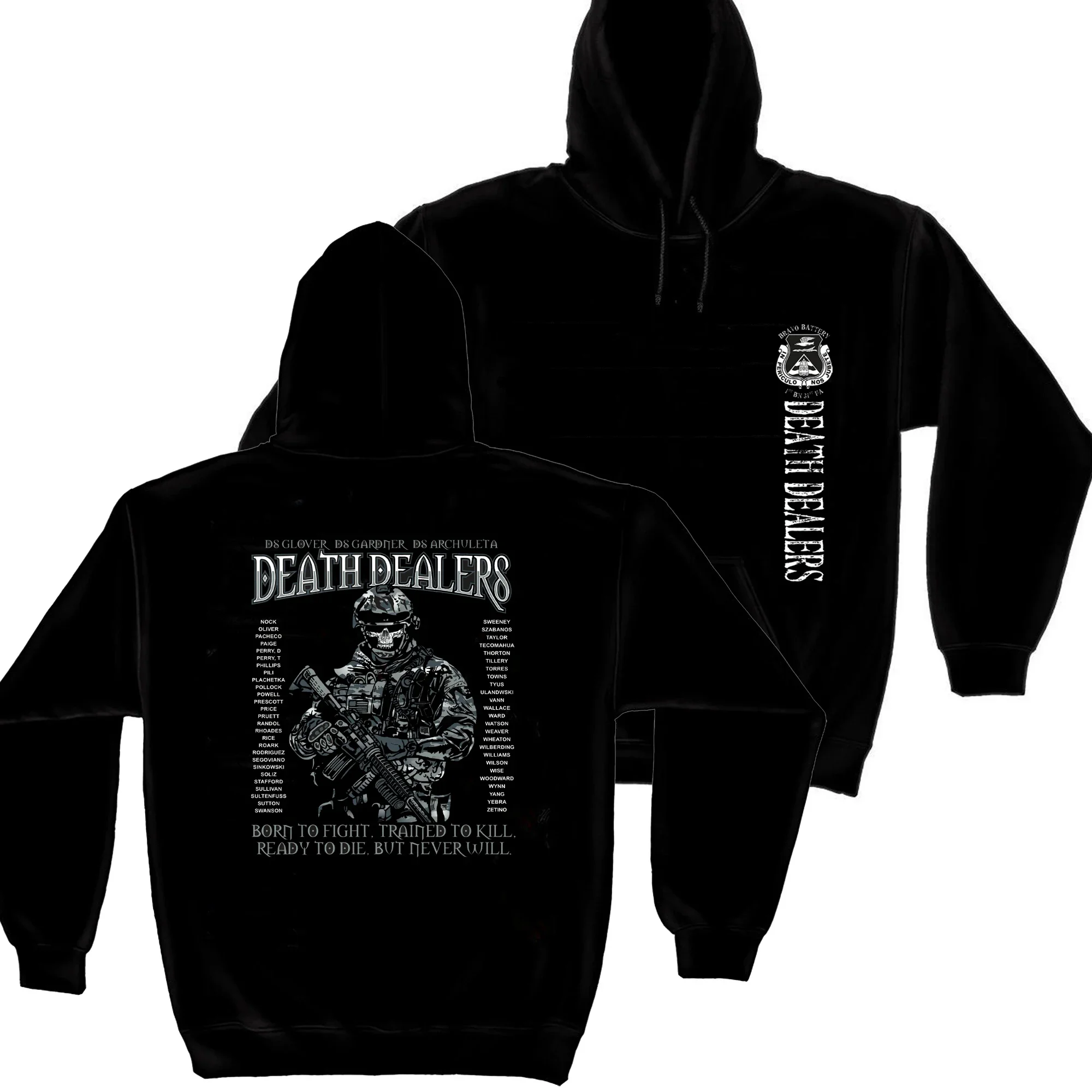 

BRAVO Battery |1-31th Field Artillery Battalion Death Dealers Pullover Hoodie 100% Cotton Comfortable Casual Mens Sweatshirts