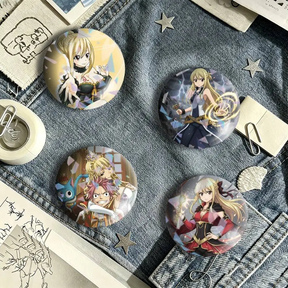 Fairy Tail Lucy Heartfilia Brooch Metal Decorative Brooch Pins for Backpack Clothes Jacket Accessories,Souvenir.