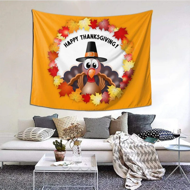 

Happy Thanksgiving Funny Turkey Tapestries For Bedroom Living Room Dorm Party Decor