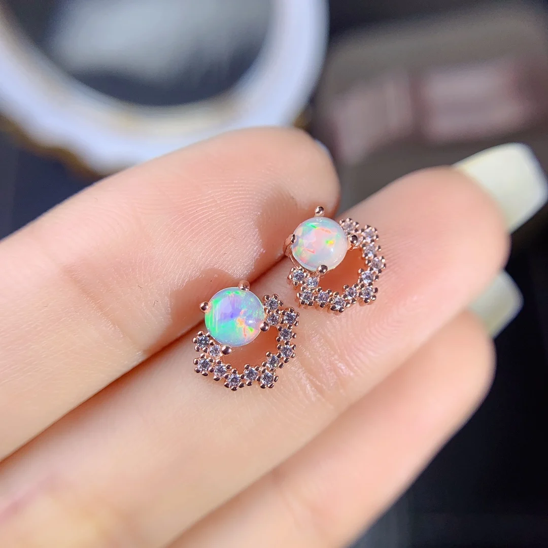 

Natural Stone Opal Earrings s925 Silver Elf Stud Earrings Lover Color Jewelry Ladies Gift High Quality Luxury Jewelry