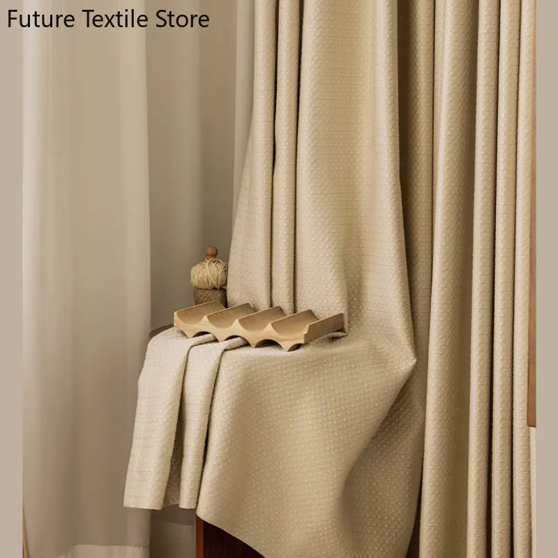 New three-dimensional printing cotton linen cream color dining room partition curtain Curtains for Living dining room bedroom