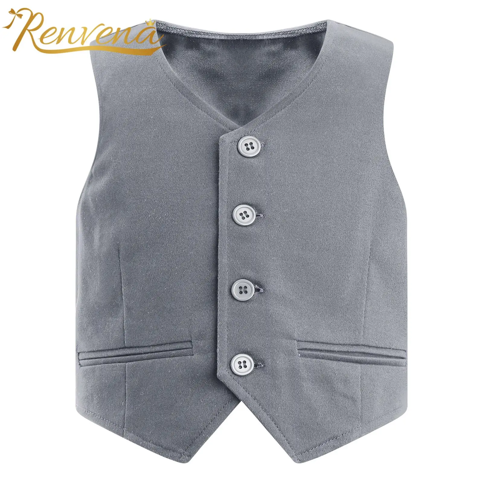 

Flower Boy's Formal Vests Boys Sleeveless Vest V Neck Kids Gentlemen Waistcoat Christening Wear Birthday Party Wedding Costume