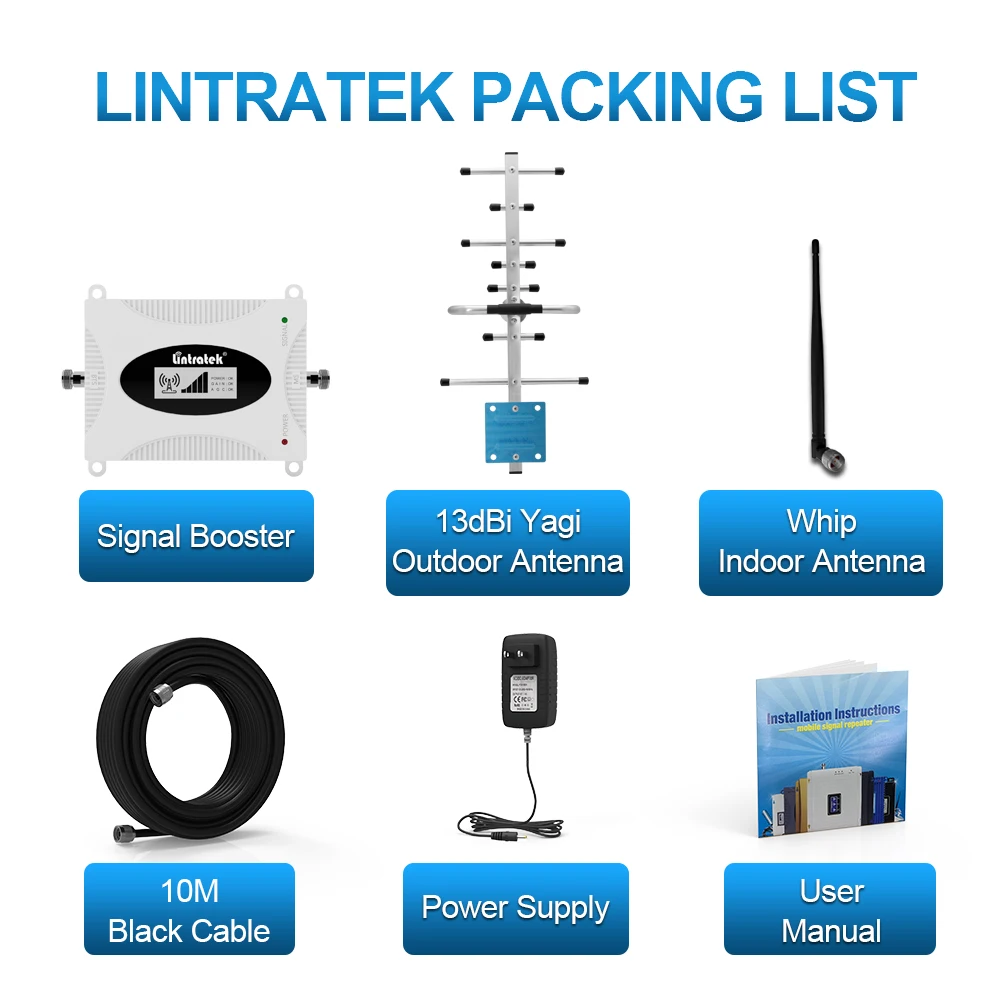 Imagem -06 - Lintratek Agc Kit Antena Amplificador Celular 2g 3g 4g Amplificador de Sinal Lte 700 B28 Gsm 900 Cdma 850 Dcs 1800 Repetidor