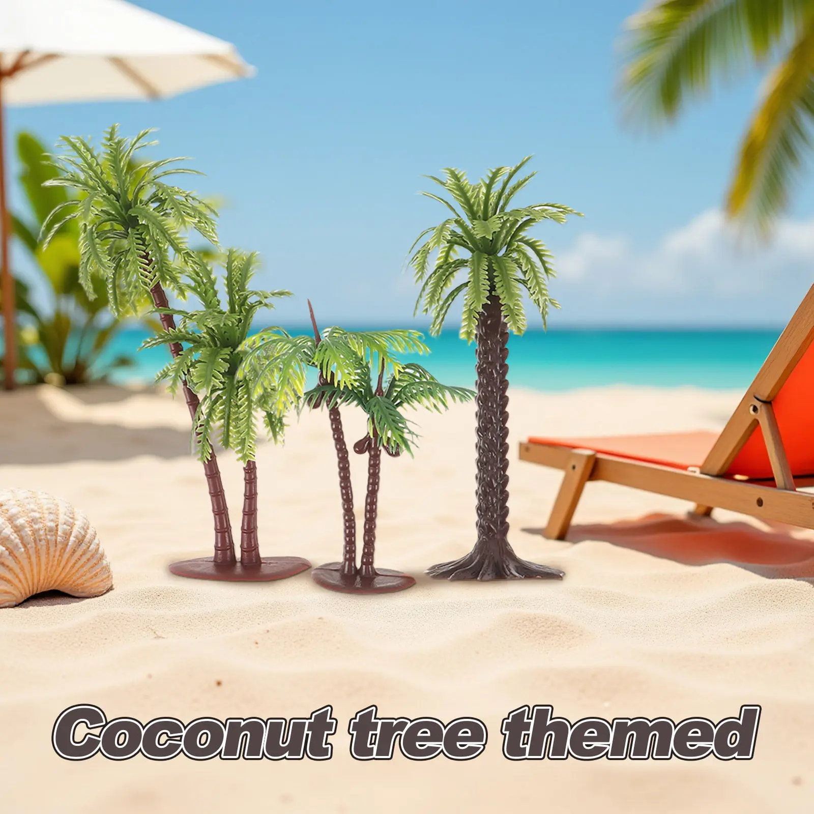 12Pcs Miniature Artificial Palm Tree Faux Coconut Tree for Micro Landscape Diorama Sand Table Bookshelf Desktop Office Home