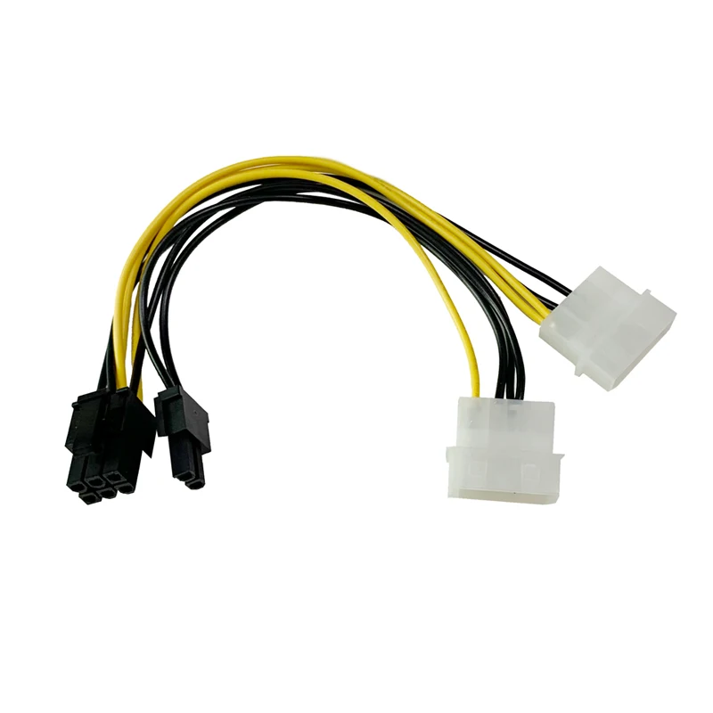 6 pulgadas Dual 4-pin Molex LP4 a 8 Pin PCI Express tarjeta de vídeo adaptador de corriente Cable convertidor