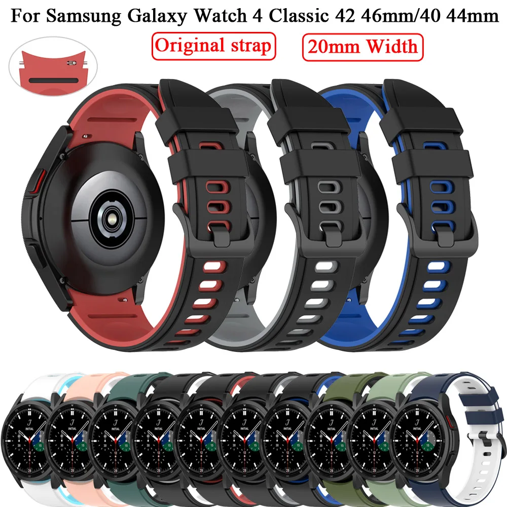 

Silicone No Gaps Band For Samsung Galaxy Watch4 Classic 42 46mm Watch 4 40mm 44mm 20mm Curved End Official Strap Bracelet Correa