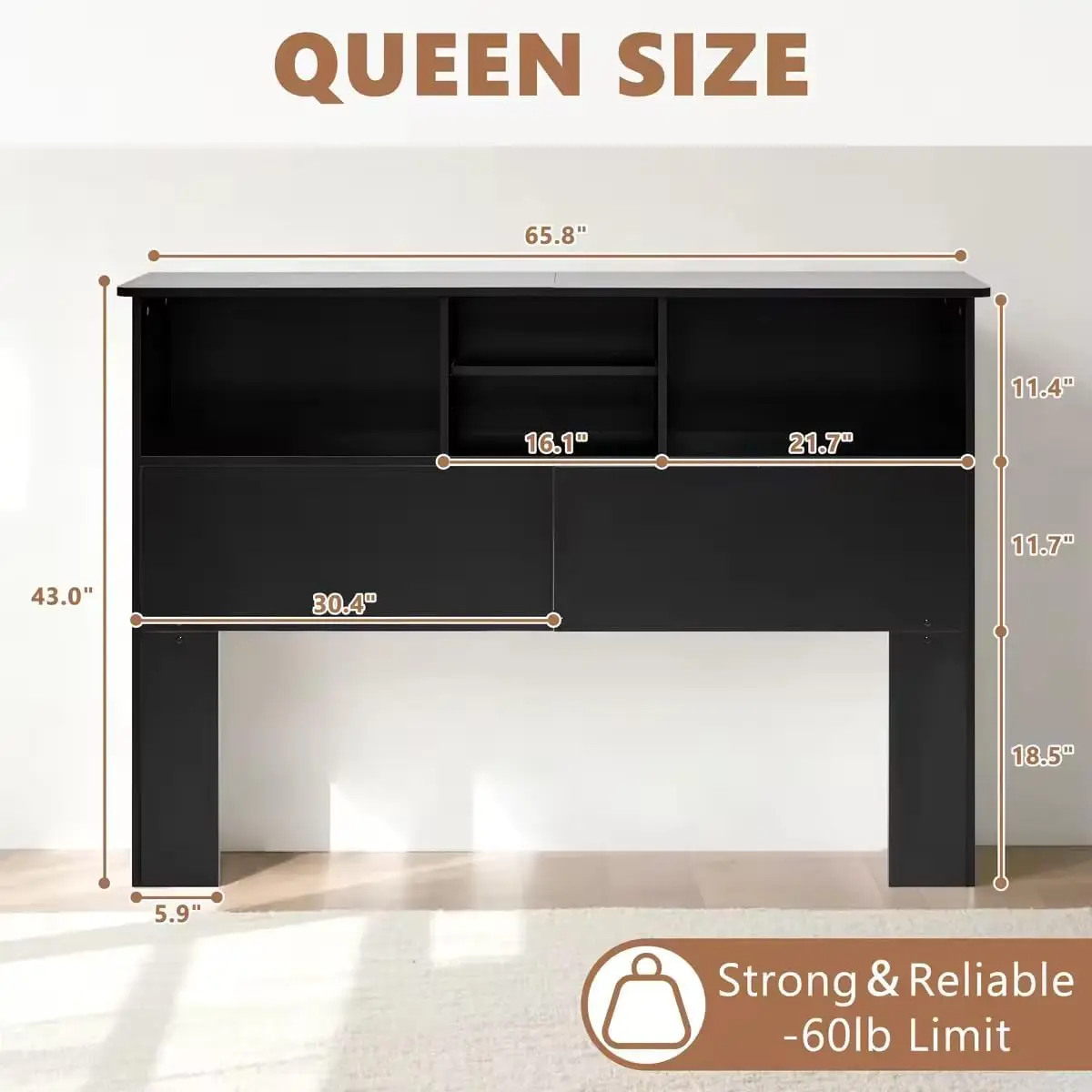 

Изголовье книжного шкафа королевского размера, прочные и прочные деревянные изголовья с 4 отделениями, полное/королевское изголовье - Прямые продажи с фабрики