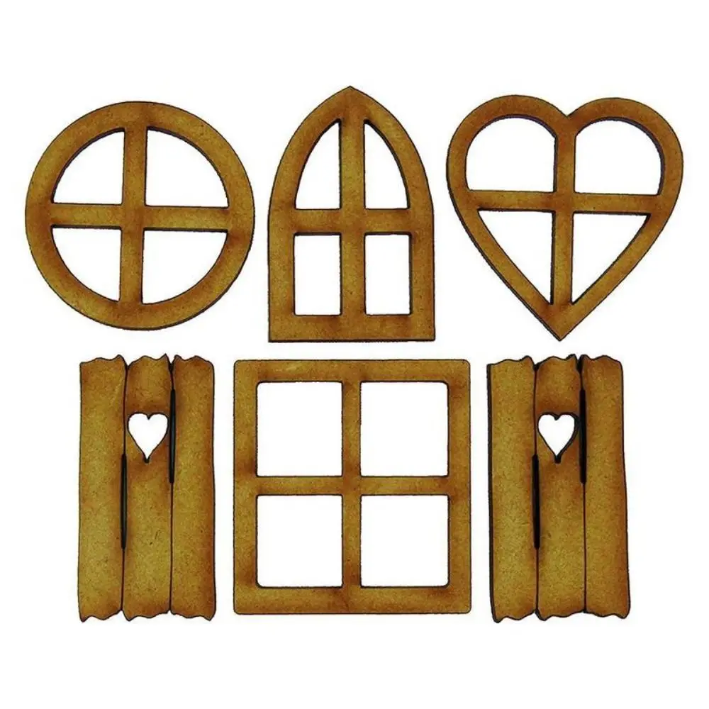 6pcs/set Vintage DIY Wooden Fairy Elf Door Hollow Wooden Hollow Fairy Tale Door Handmade Mini Wood Door Furniture Accessories