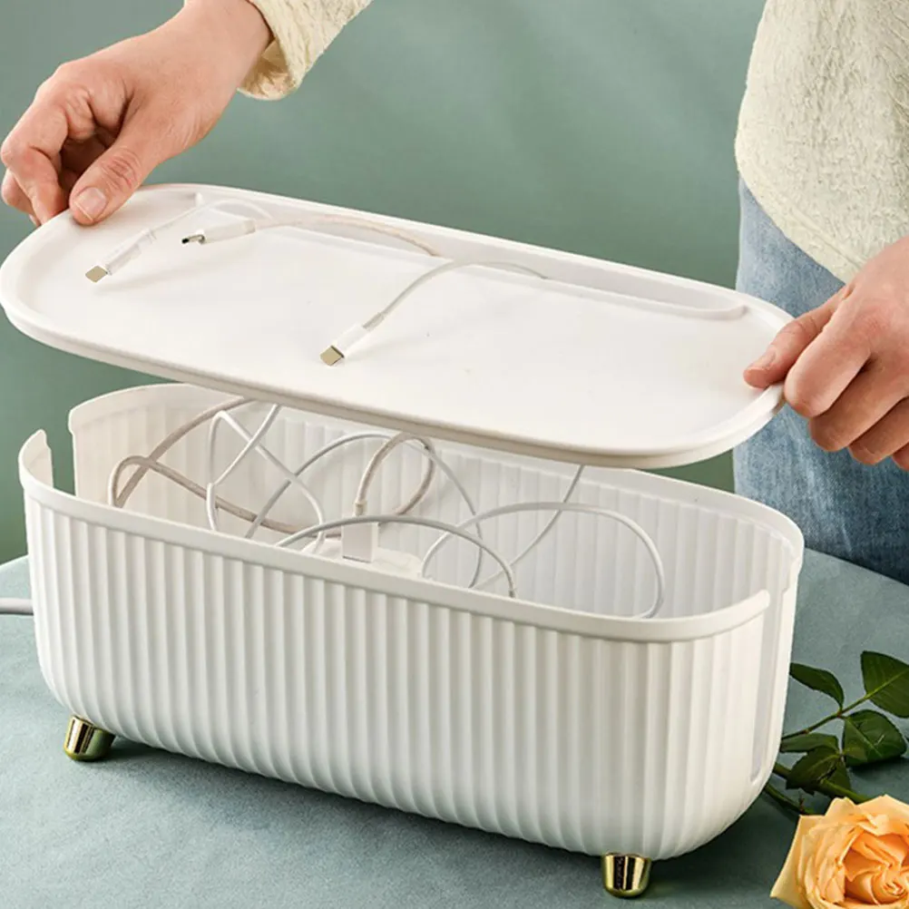 

Cable Organizer Box Power Strip Storage Case With Lid Wire Management Socket Container Cord Holder Abs Plastic Heat Resistant