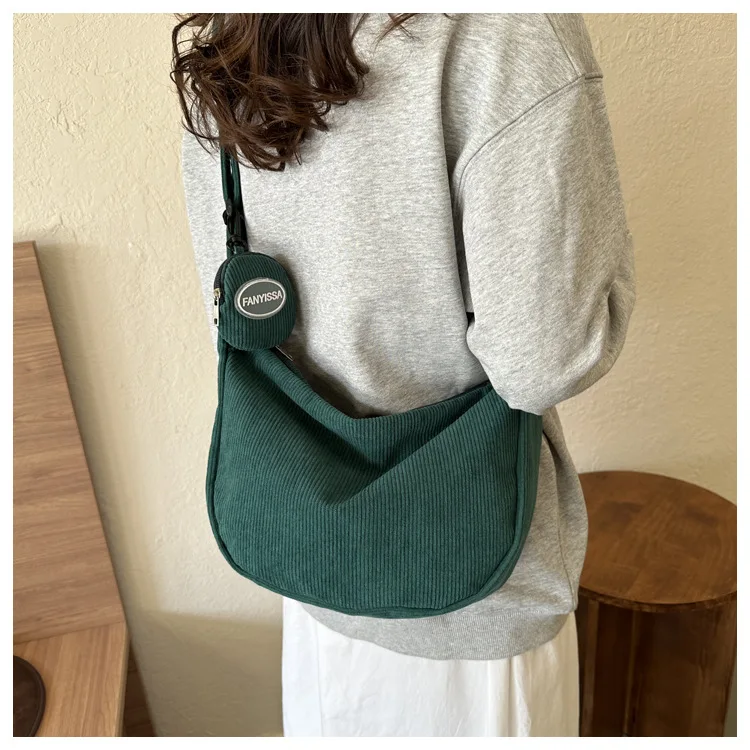 2026 Neue Schultertasche für Damen, Ins-Stil, Japanischer Cord, für Studenten und Pendler, Vielseitige Große Umhängetasche – Detail 11