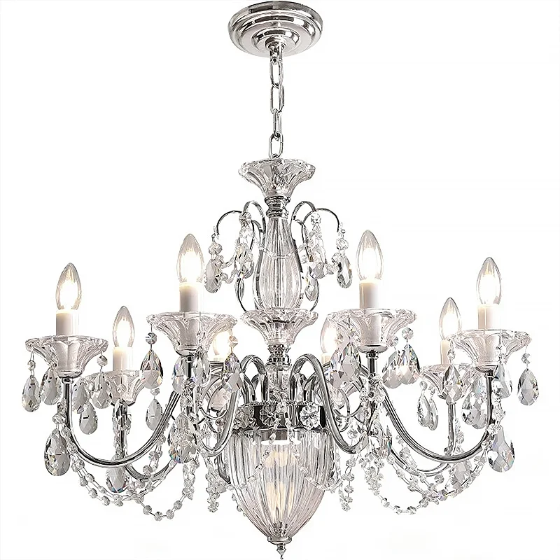 High Quality French Chandelier Europe Villa Candle E14 Pendant Light Living Room Luxury Chrome Led Lamp Home Decor Luminarias
