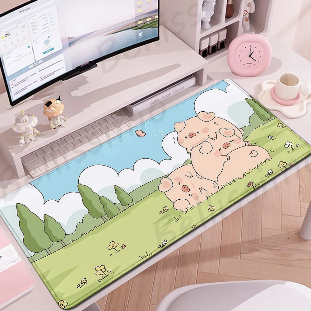 

Cute Pink Pig Mouse Pad Large Gaming Desk Mat Kawaii Animal Mousepad Gamer Keyboard Computer Mouse Mat Playmat Office PC Rug