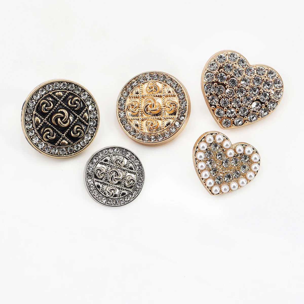 Metal Button Rhinestone Gold Color Glaze Sweater Coat Decoration Buttons Accessories DIY 10Pcs/Lot JS-0582