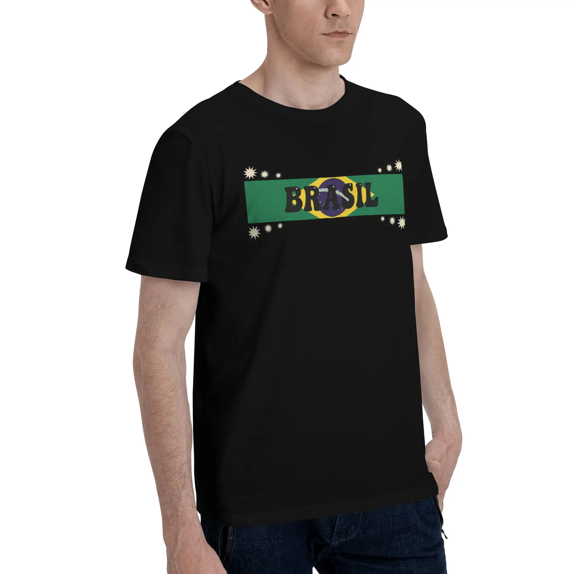 Brazilian Pride Brasilian Roots Graphic 100% Cotton T-Shirt Brasil Flag Tops Tees For Men