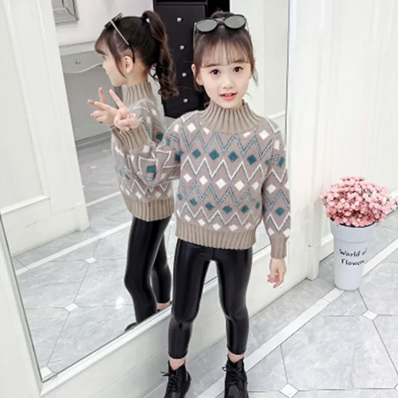 Girls Sweater with Thickened Fleece and Autumn Winter Children's Clothing Fashion Girls Baby Sweater 7 8 9 10 12 Years Clothes