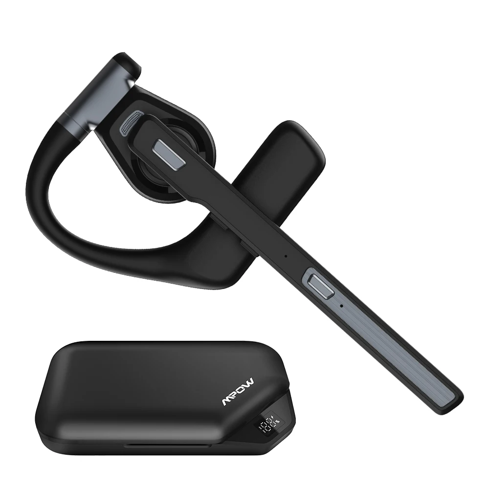 Mpow A6 Bluetooth 6.0 Headset with Microphone 96-Hour Open Ear Noise Canceling Wireless Earpiece Mute Button for Trucker Office