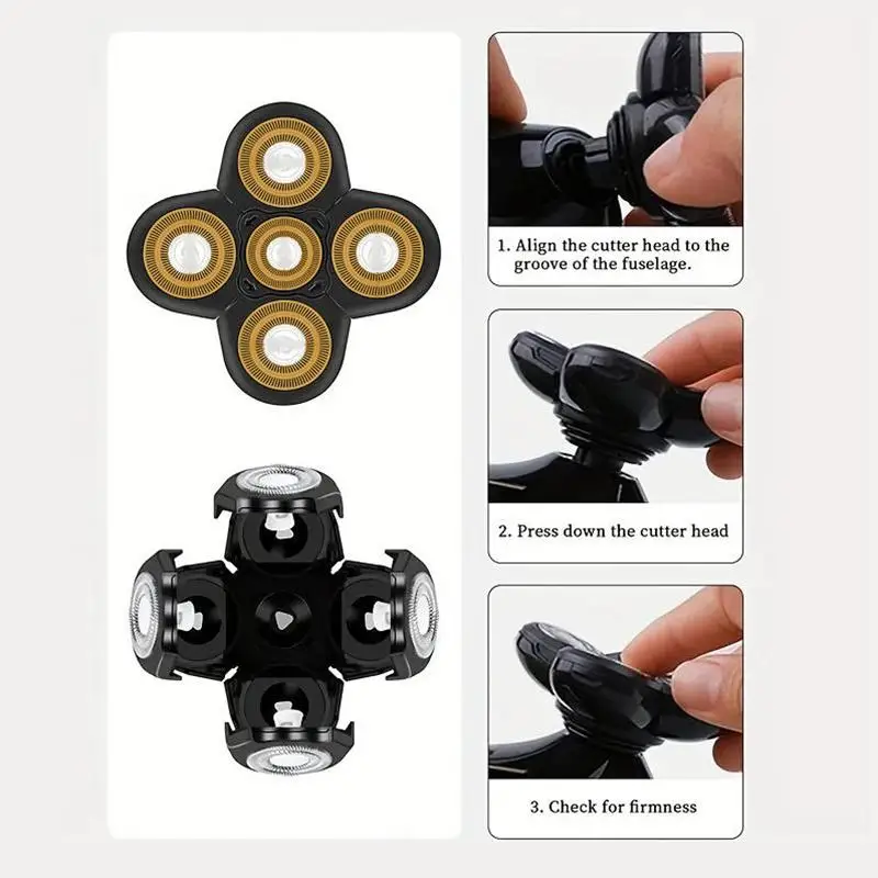 * 1Pcs 5 Heads Electric Shaver Replacement Heads 5 Floating Blade Head For Bald Head Shaver Compatible With Most 5 Blade Shavers