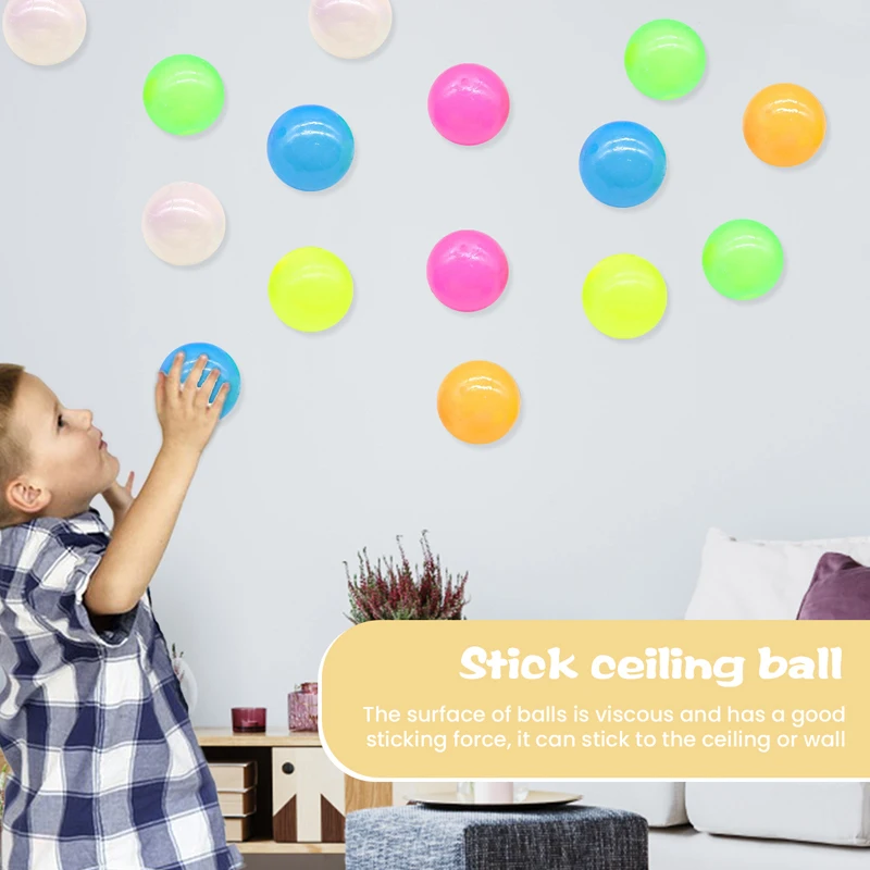 10 Pieces Glowing Sticky Balls Ultra-Elastic Squishy Balls Kids Luminous Dream Balls Ceiling Balls Great Stress Relieving Balls