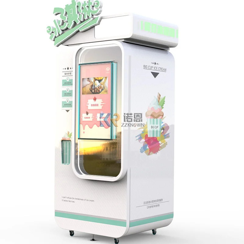 Coin Operated Ice Cream Vending Machine Frozen Soft Icecream Smart Automatic Robot Maker Ice Cream Vending Machine